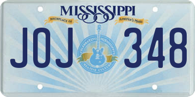 MS license plate JOJ348