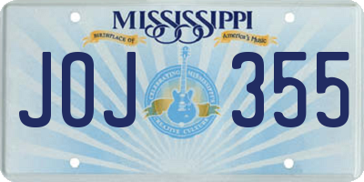 MS license plate JOJ355