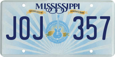 MS license plate JOJ357