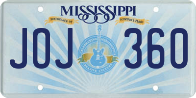 MS license plate JOJ360