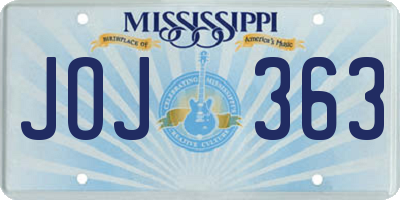 MS license plate JOJ363