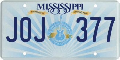 MS license plate JOJ377