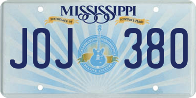 MS license plate JOJ380