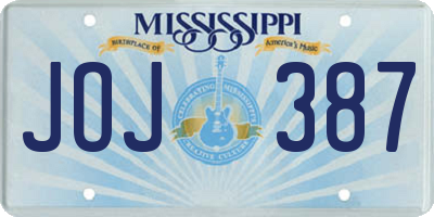 MS license plate JOJ387
