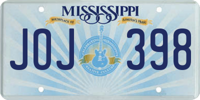 MS license plate JOJ398