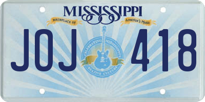 MS license plate JOJ418