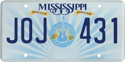 MS license plate JOJ431