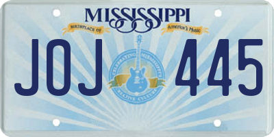 MS license plate JOJ445