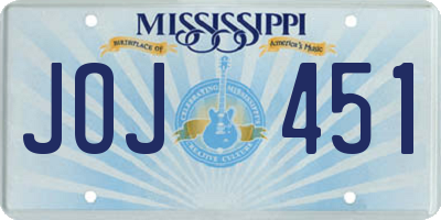 MS license plate JOJ451