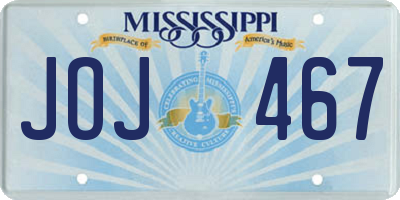 MS license plate JOJ467