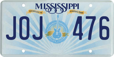 MS license plate JOJ476