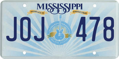 MS license plate JOJ478