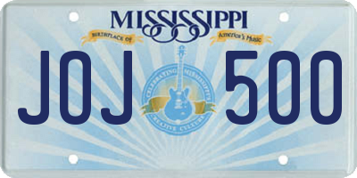 MS license plate JOJ500