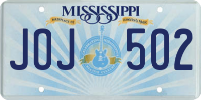 MS license plate JOJ502
