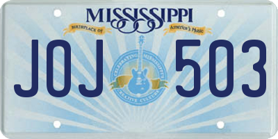 MS license plate JOJ503