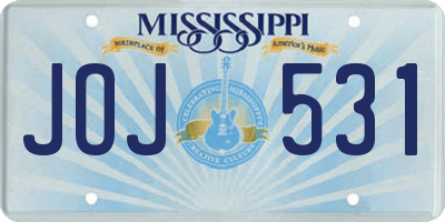 MS license plate JOJ531