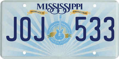 MS license plate JOJ533