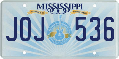MS license plate JOJ536