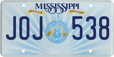 MS license plate JOJ538
