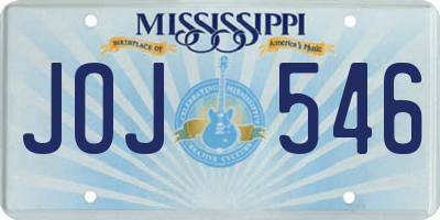 MS license plate JOJ546