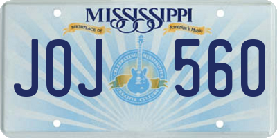 MS license plate JOJ560