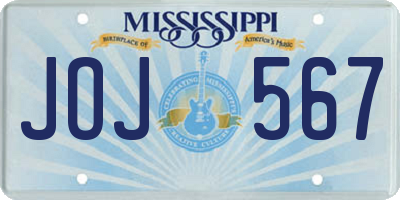 MS license plate JOJ567