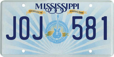 MS license plate JOJ581