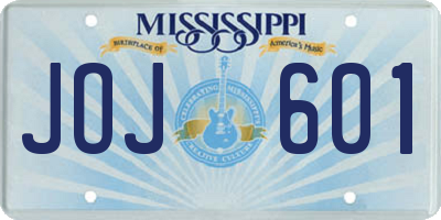 MS license plate JOJ601