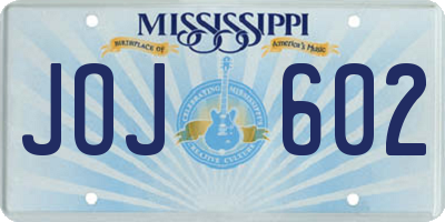 MS license plate JOJ602