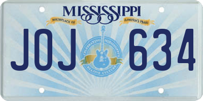 MS license plate JOJ634