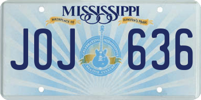 MS license plate JOJ636