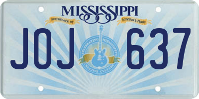 MS license plate JOJ637