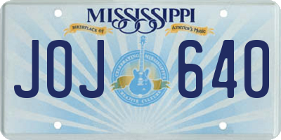MS license plate JOJ640