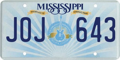 MS license plate JOJ643