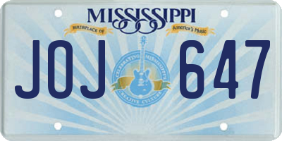 MS license plate JOJ647
