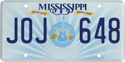 MS license plate JOJ648