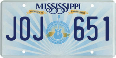 MS license plate JOJ651