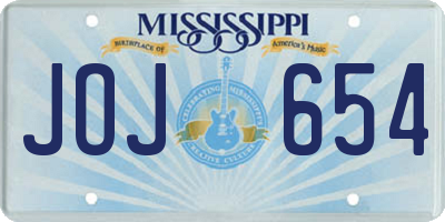 MS license plate JOJ654