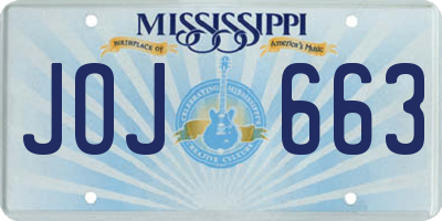 MS license plate JOJ663