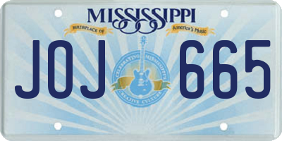 MS license plate JOJ665