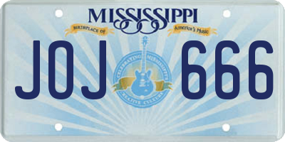 MS license plate JOJ666
