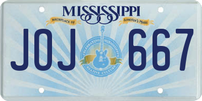 MS license plate JOJ667