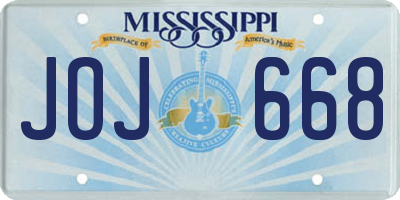 MS license plate JOJ668