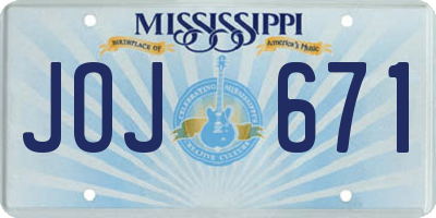 MS license plate JOJ671