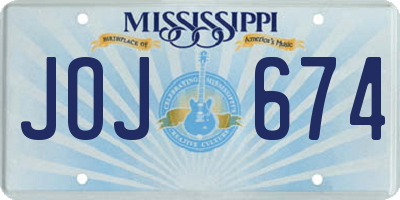 MS license plate JOJ674