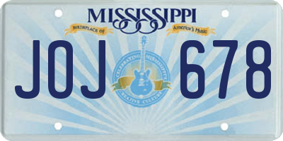 MS license plate JOJ678
