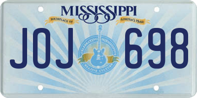 MS license plate JOJ698