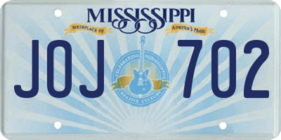 MS license plate JOJ702