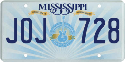 MS license plate JOJ728