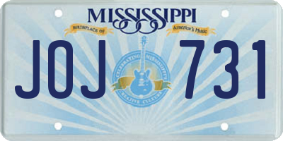 MS license plate JOJ731